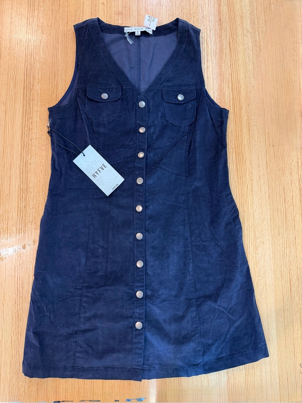 HYFVE Dark Navy Button-Front Sleeveless Mini Dress